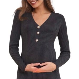 Seraphine Ribbed Knit Maternity Nursing Midi Dress Size 6